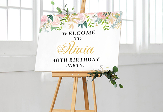 Wooden Easel With Printed Board And Sign