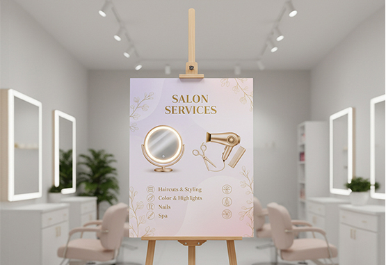 Presentation Stand With Printed Sign