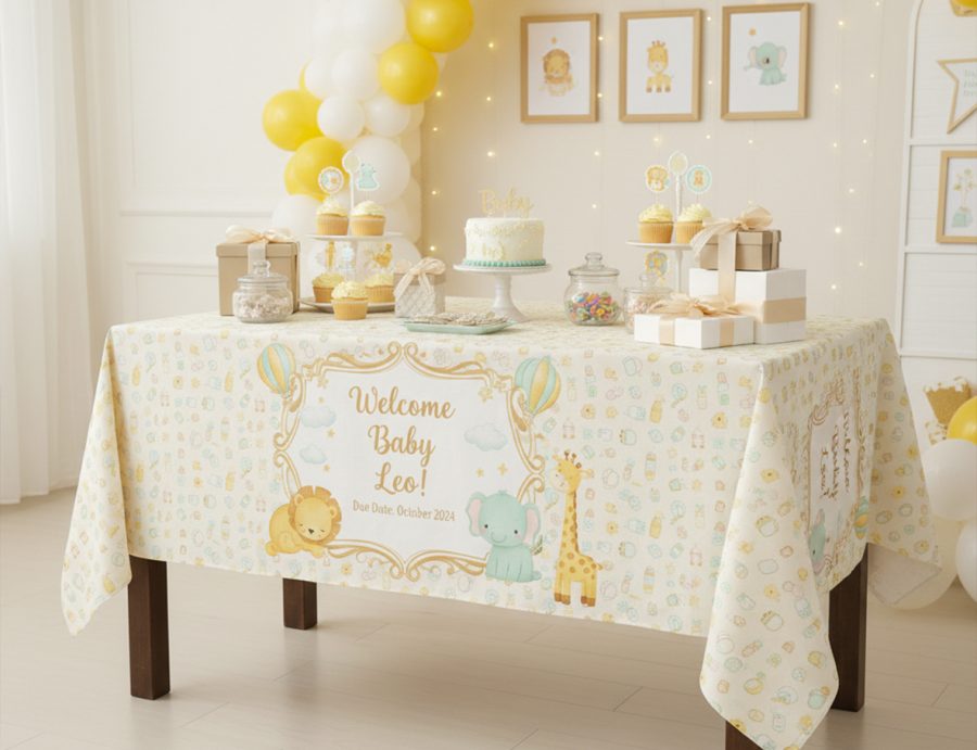 Personalised Printed Christenings & Baby Showers Tablecloths & Covers