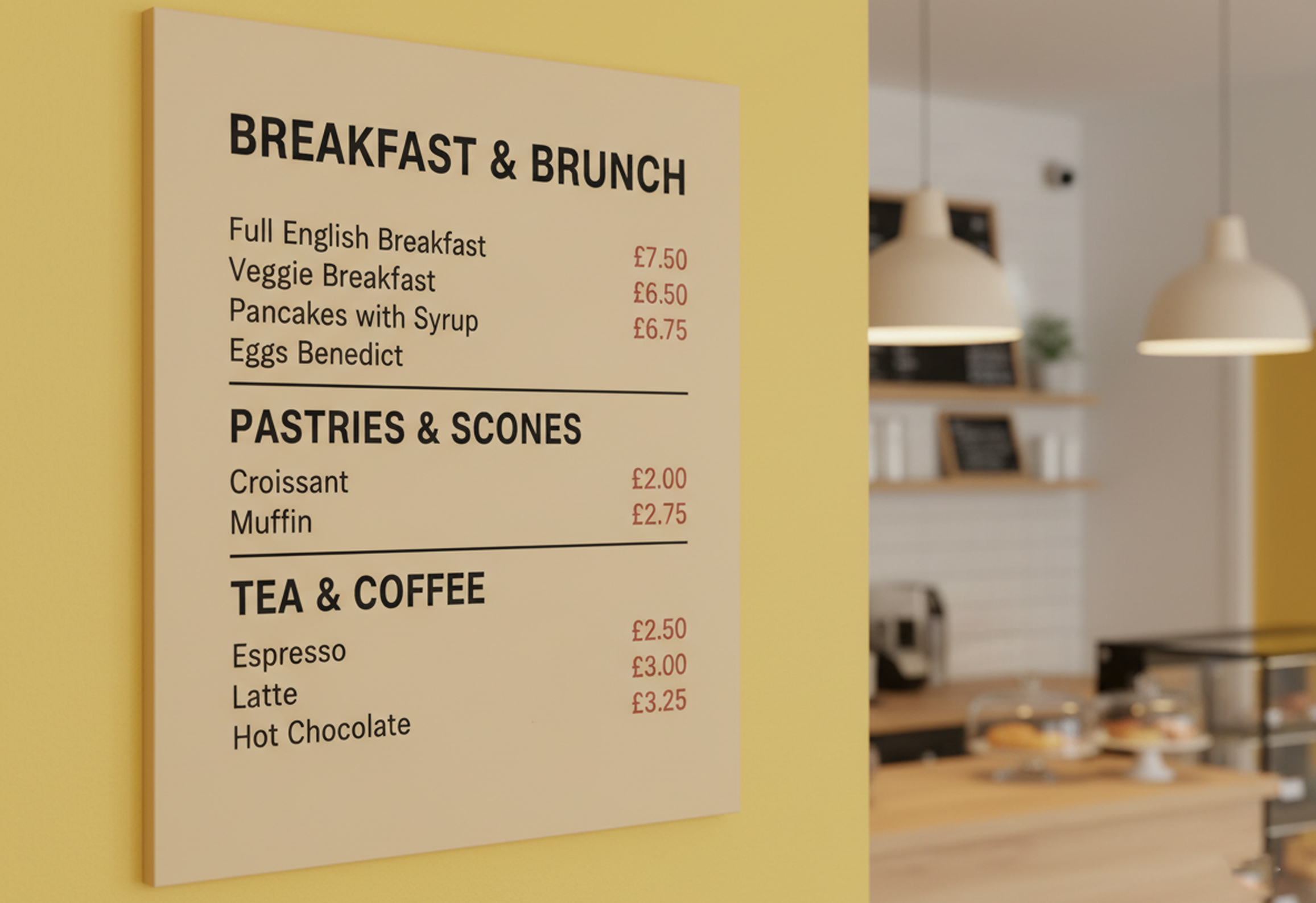 Foamex Menu Board Printing