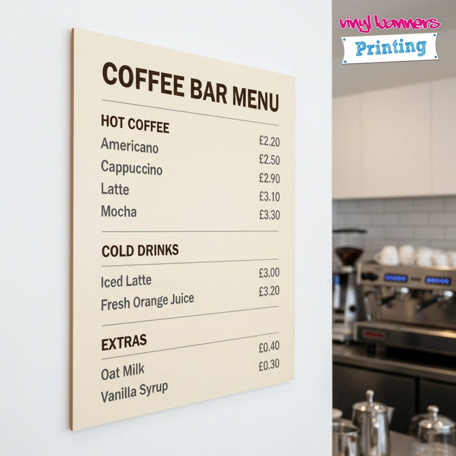Foamex Menu Board Printing