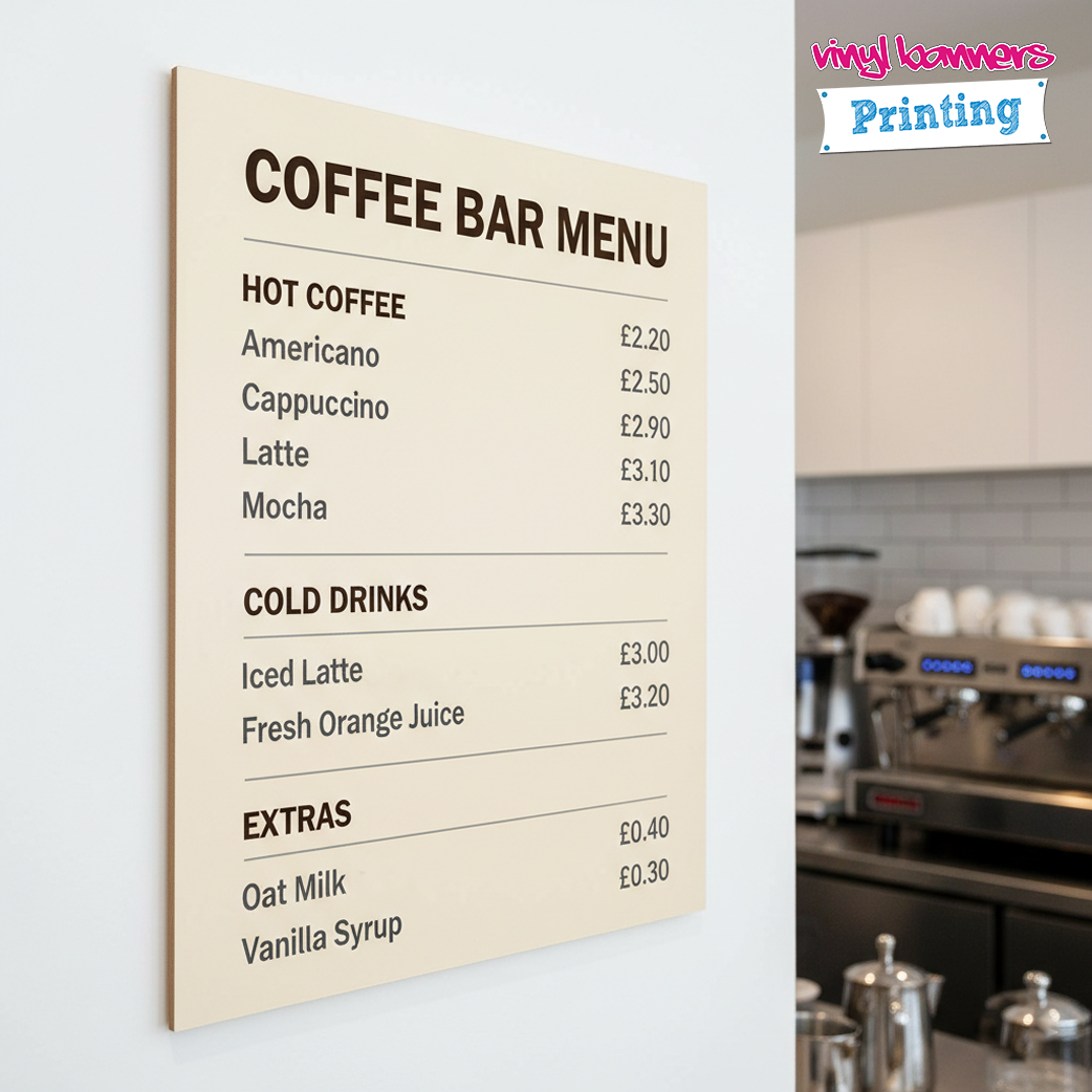 Foamex Menu Board Printing