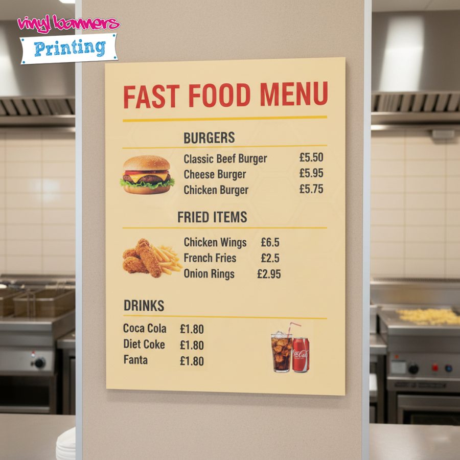 Fast Food Menu Board Printing